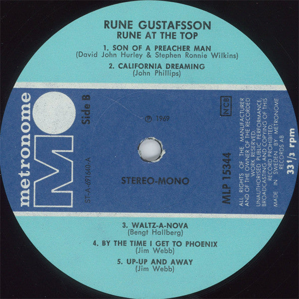 Rune Gustafsson : Rune At The Top (LP, Album)