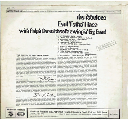 Earl Hines With Ralph Carmichael's Swingin' Big Band : The Fabulous Earl 'Fatha' Hines With Ralph Carmichael's Swingin' Big Band (LP, Album, RE)
