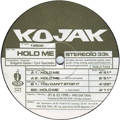 Kojak : Hold Me (12")