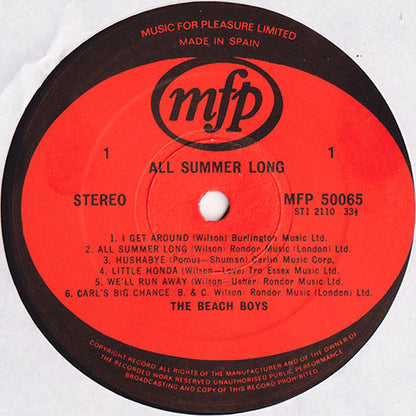 The Beach Boys : All Summer Long (LP, Album, RE, Mad)