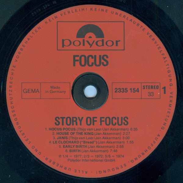 Focus (2) : The Story Of Focus (2xLP, Comp)