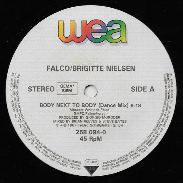 Falco Meets Brigitte Nielsen : Body Next To Body (12", Single)