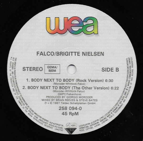 Falco Meets Brigitte Nielsen : Body Next To Body (12", Single)