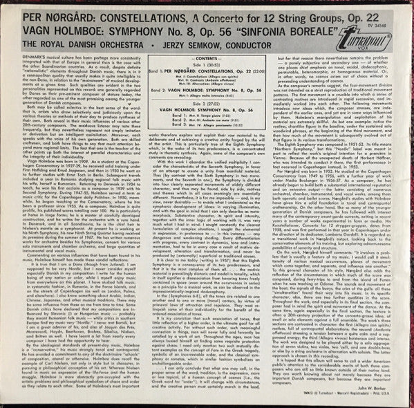 Vagn Holmboe / Per Nørgård, Det Kongelige Kapel, Jerzy Semkow : Symphony No. 8 "Sinfonia Boreale" / Constellations (LP, Album, Comp)