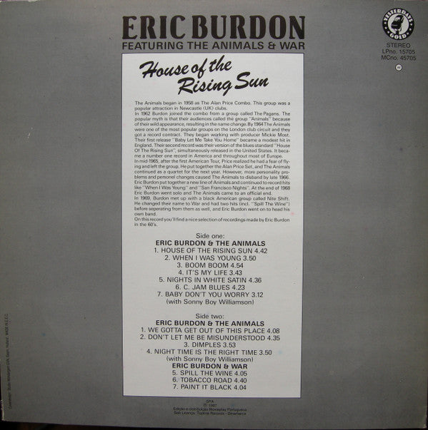 Eric Burdon Featuring The Animals & War : House Of The Rising Sun (LP, Comp)