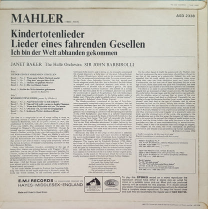 Janet Baker, Gustav Mahler, Hallé Orchestra, Sir John Barbirolli : Janet Baker Sings Mahler (LP)