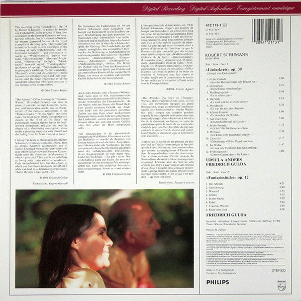Robert Schumann - Friedrich Gulda, Ursula Anders : Fantasiestücke Op.12 / Liederkreis Op.39 (LP, Album)