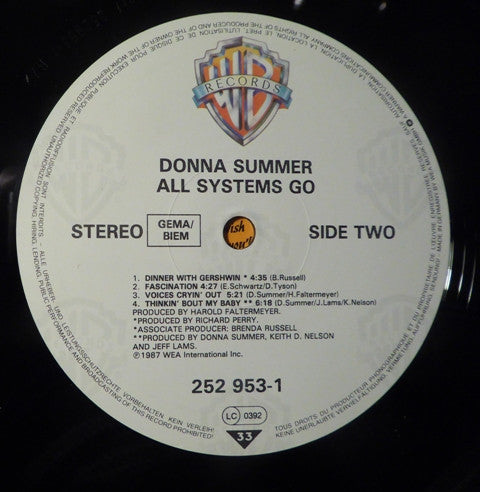 Donna Summer : All Systems Go (LP, Album)