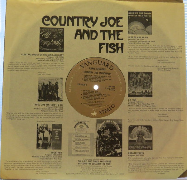 Country Joe McDonald : Paris Sessions (LP, Album, Ter)