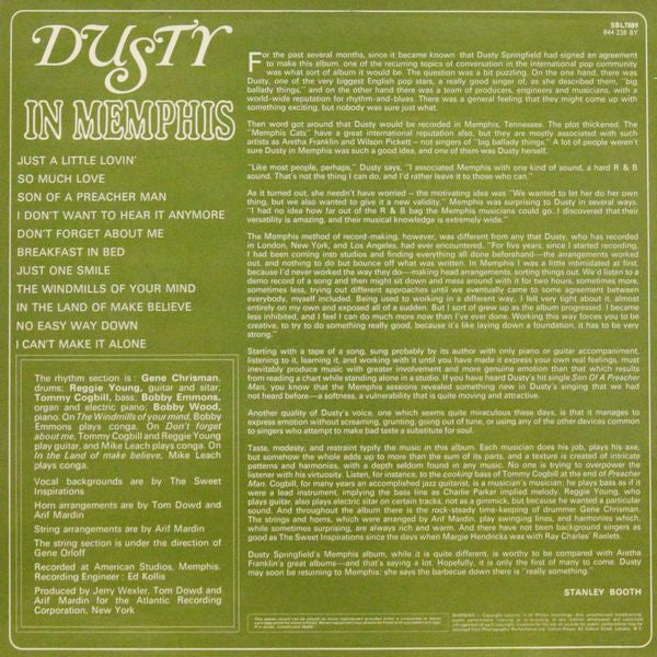 Dusty Springfield : Dusty In Memphis (LP, Album)