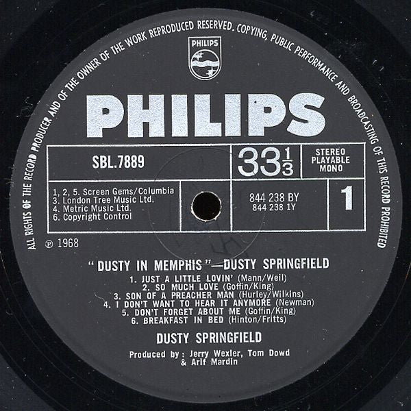 Dusty Springfield : Dusty In Memphis (LP, Album)