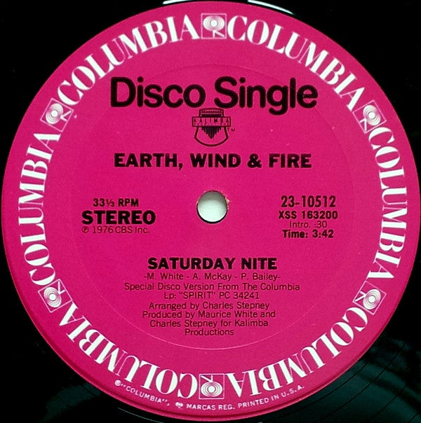 Earth, Wind & Fire : Saturday Nite / On Your Face (12", Single)