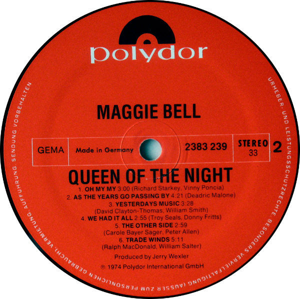 Maggie Bell : Queen Of The Night (LP, Album)