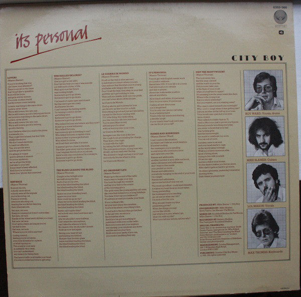 City Boy : It's Personal (LP, Album)