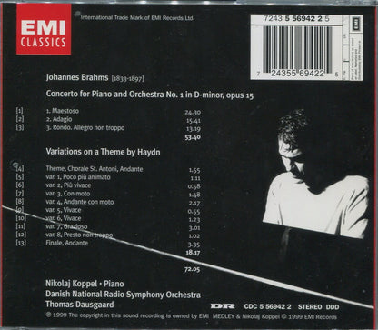 Nikolaj Koppel, DR RadioSymfoniOrkestret, Thomas Dausgaard : Brahms Piano Concerto No. 1 / Variations On A Theme By Haydn (CD, Album)