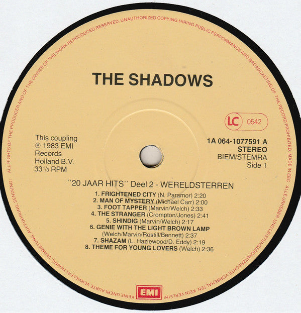 The Shadows : 20 Jaar Hits Deel 2 (LP, Comp)