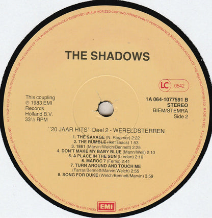 The Shadows : 20 Jaar Hits Deel 2 (LP, Comp)