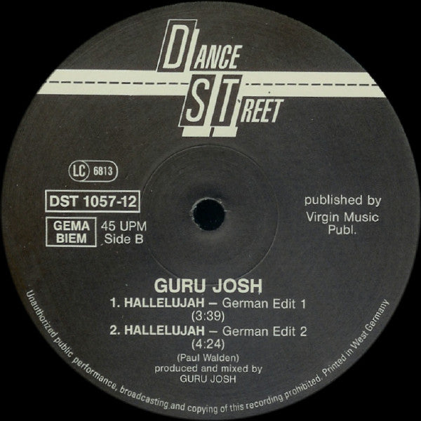 Guru Josh : Hallelujah (12")