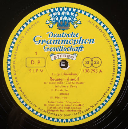 Luigi Cherubini - Czech Singers Chorus, Josef Veselka, The Czech Philharmonic Orchestra, Igor Markevitch : Luigi Cherubini: Requiem (LP, Red)