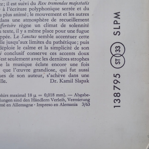 Luigi Cherubini - Czech Singers Chorus, Josef Veselka, The Czech Philharmonic Orchestra, Igor Markevitch : Luigi Cherubini: Requiem (LP, Red)