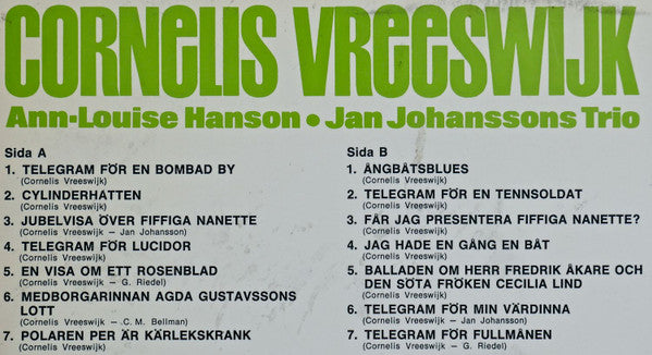 Cornelis Vreeswijk, Ann-Louise Hanson, Jan Johanssons Trio : Grimascher Och Telegram (LP, Album)