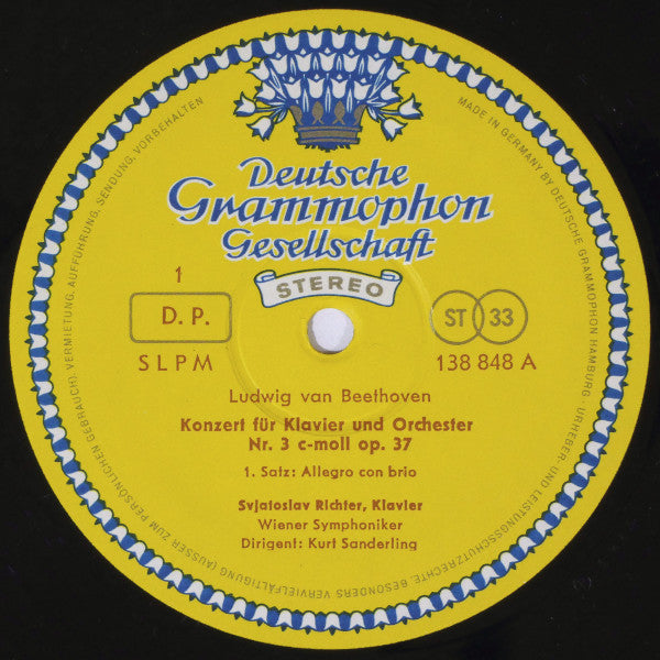 Sviatoslav Richter : Ludwig van Beethoven : Piano Concerto No. 3 C Minor = Klavierkonzert Nr. 3 C-moll / Rondo B-flat Major = Konzertrondo B-dur (LP, RE)