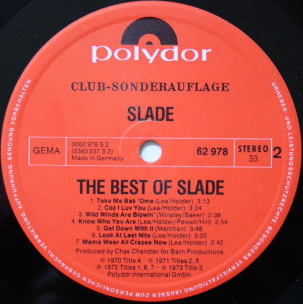 Slade : The Best Of Slade (LP, Comp, Clu)