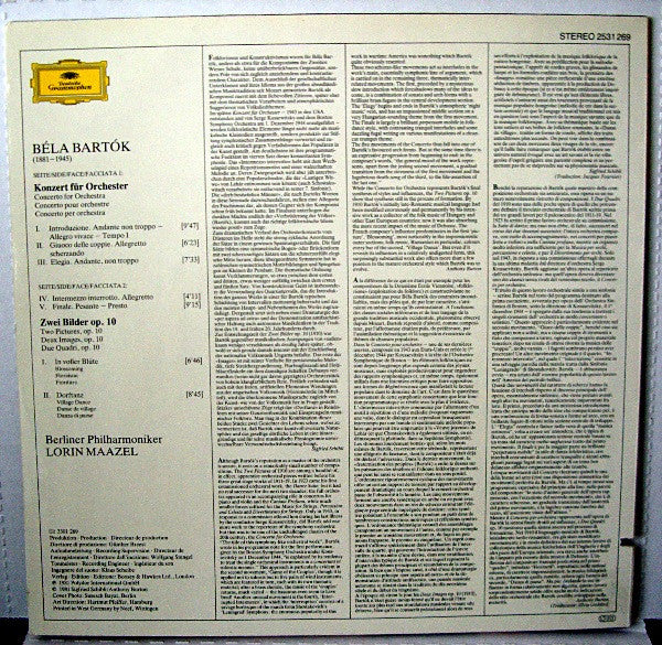 Béla Bartók, Berliner Philharmoniker · Lorin Maazel : Konzert Für Orchester = Concerto For Orchestra / Deux Images (LP)