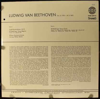 Ludwig Van Beethoven : 12 Kontertänze / 11 Mödlinger Tänze (LP)