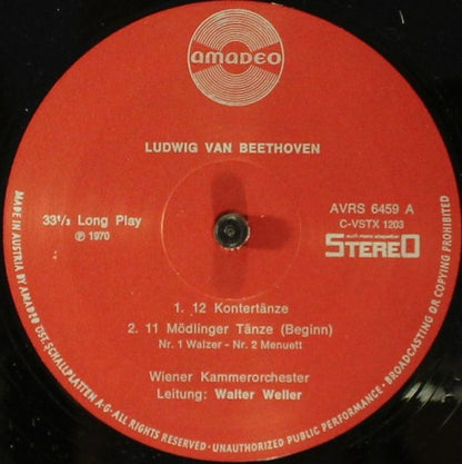 Ludwig Van Beethoven : 12 Kontertänze / 11 Mödlinger Tänze (LP)