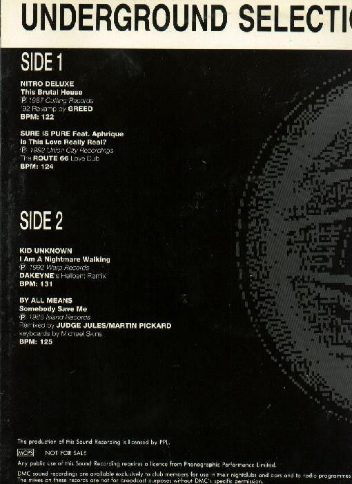 Various : Underground Selection 5/92 (12")