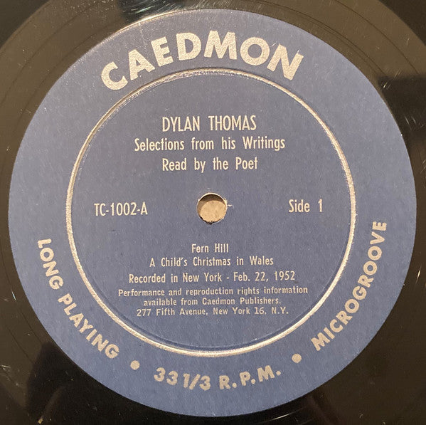 Dylan Thomas : Dylan Thomas Reading A Child's Christmas In Wales And Five Poems Vol.1 (LP)