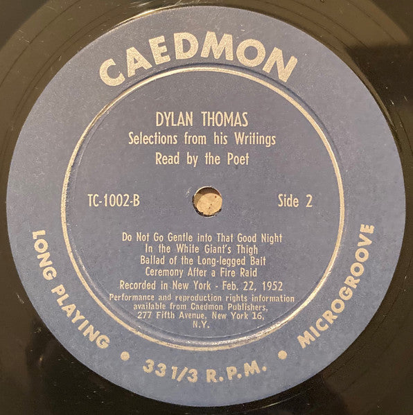 Dylan Thomas : Dylan Thomas Reading A Child's Christmas In Wales And Five Poems Vol.1 (LP)