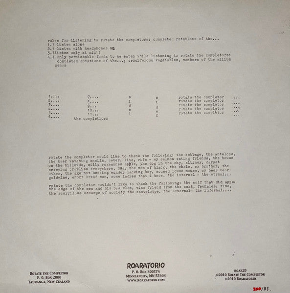 Rotate The Completor : Rotate The Completors: Completed Rotations Of The... (LP, Album)