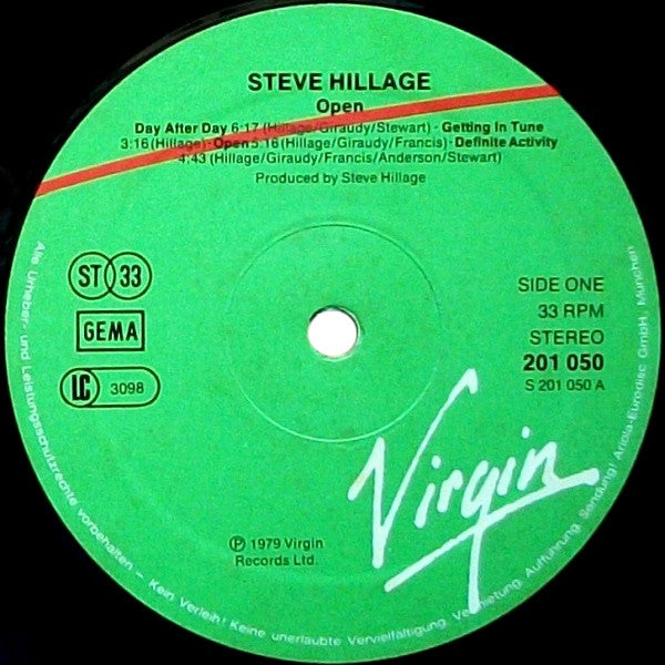 Steve Hillage : Open (LP, Album, die)