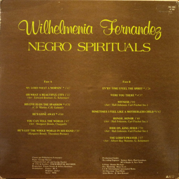 Wilhelmenia Wiggins Fernandez : Negro Spirituals (LP)