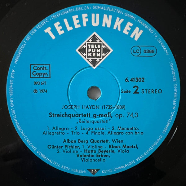 Joseph Haydn / Alban Berg Quartett : Streichquartette / String Quartets / Quatuors À Cordes: Op. 76,3 "Kaiserquartett" - Op. 74,3 "Reiterquartett" (LP, Album, Gat)