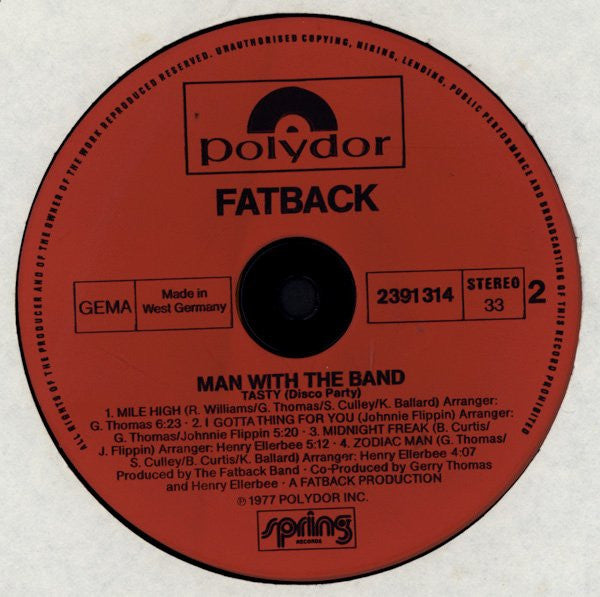 The Fatback Band : Man With The Band (LP, Album)