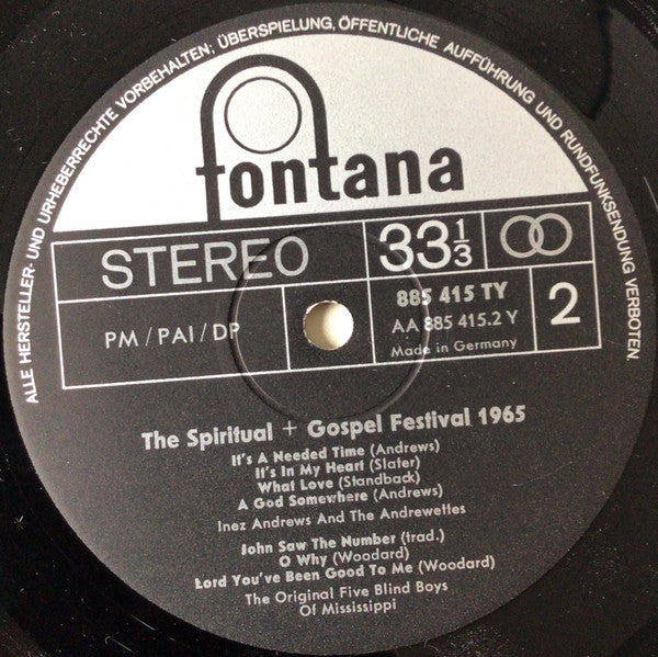 Various : Spiritual + Gospel Festival 1965 (LP, Album)