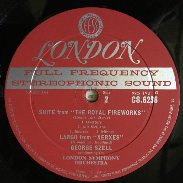 Georg Friedrich Händel, George Szell, London Symphony Orchestra : The Water Music / The Royal Fireworks (LP, Album, FFS)