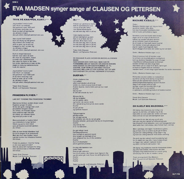 Eva Madsen : Grammofonsangerinden Eva Madsen Synger Sange Af Clausen Og Petersen (LP)