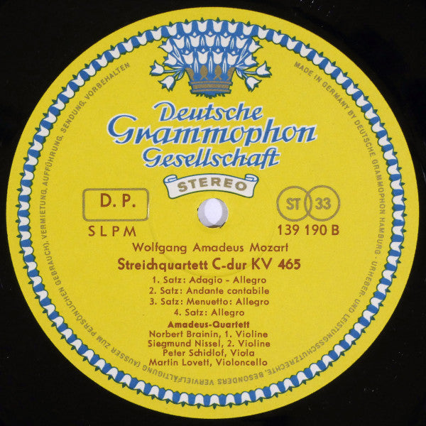 Wolfgang Amadeus Mozart, Amadeus-Quartett : Streichquartette D-moll KV 421 Und C-dur KV 465 (LP, 11/)