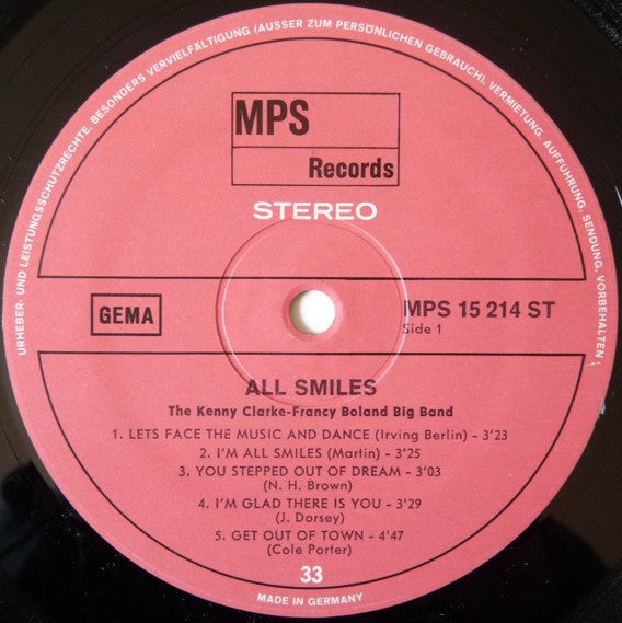 Clarke-Boland Big Band : All Smiles (LP, Album, Gat)