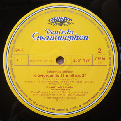 Johannes Brahms - Maurizio Pollini · Quartetto Italiano : Klavierquintett Op. 34 ·  Piano Quintet (LP)