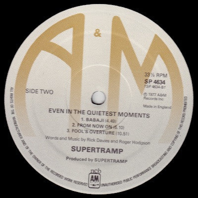 Supertramp : Even In The Quietest Moments... (LP, Album)