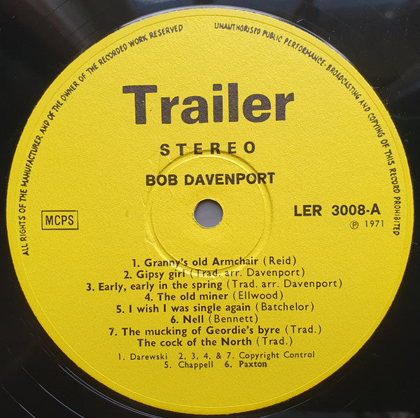 Bob Davenport and The Marsden Rattlers : Bob Davenport And The Marsden Rattlers (LP, RE, Yel)