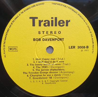 Bob Davenport and The Marsden Rattlers : Bob Davenport And The Marsden Rattlers (LP, RE, Yel)