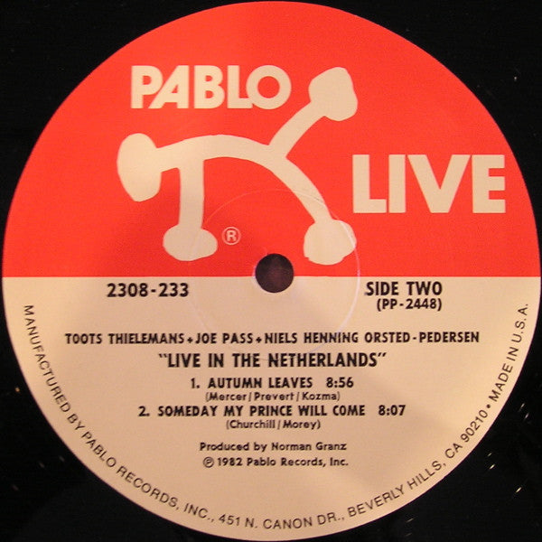 Toots Thielemans + Joe Pass + Niels-Henning Ørsted Pedersen : Live In The Netherlands (LP, Album)