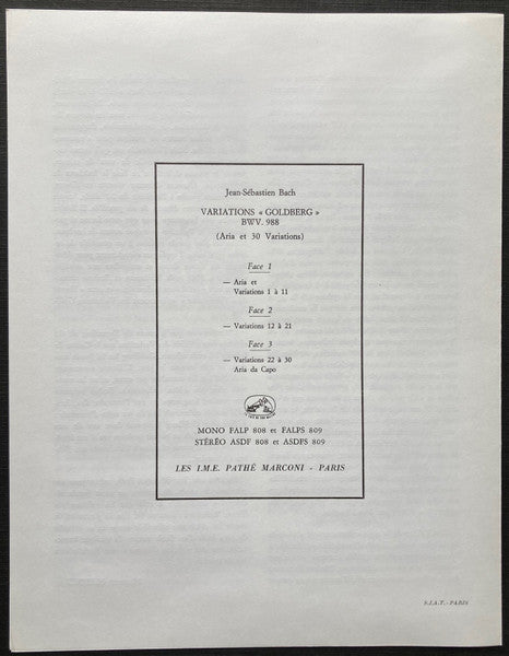 Johann Sebastian Bach - Helmut Walcha : Goldberg Variations, Claveciniste,  BWV 988 (2xLP, Album + Box)