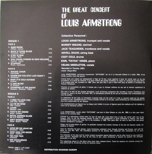 Louis Armstrong : The Great Concert Of Louis Armstrong (2xLP, Gat)